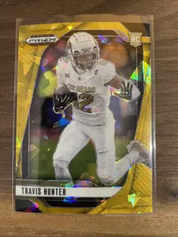 2025 Panini Prizm Draft Picks #21 Travis Hunter Prizms Gold Ice - Image 1