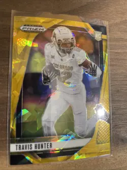 2025 Panini Prizm Draft Picks #21 Travis Hunter Prizms Gold Ice - Image 2