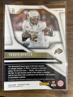 2025 Panini Prizm Draft Picks #21 Travis Hunter Prizms Gold Ice - Image 3