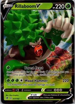 Pokemon Rillaboom V 017/192 Rebel Clash Ultra Rare Holo NM - Image 1