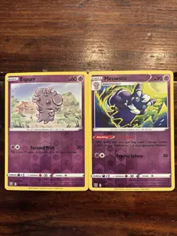 Pokemon Espurr 060/163 & Meowstic 061/163 Reverse Holo LOT! Battle Styles - Image 1
