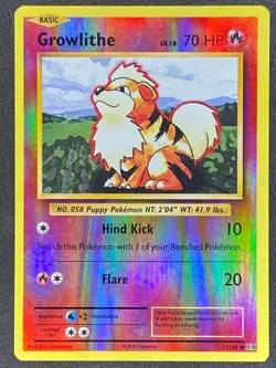 Pokemon Growlithe Reverse Holo 17/108 EVO Evolutions LP - Image 1