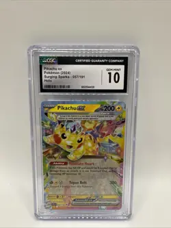 Pokemon TCG Pikachu Ex #057/191 CGC GEM MINT 10 - Surging Sparks - Image 1