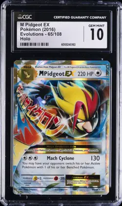2016 POKEMON EVOLUTIONS HOLO #65/108 M PIDGEOT EX CGC 10 GEM MINT - Image 1