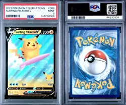 2021 POKEMON CELEBRATIONS #008 SURFING PIKACHU V PSA 9 - Image 3