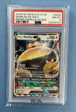 2016 POKEMON SM BLACK STAR PROMO SNORLAX GX BOX #SM05 SNORLAX GX-HOLO PSA 8 - Image 1