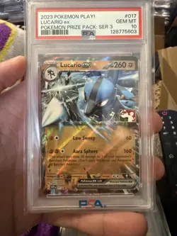 2023 POKEMON PLAY! LUCARIO EX #017 PRIZE PACK STAMP PSA 10 GEM MINT 💎 POP 6 - Image 1