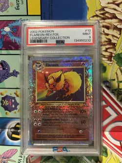 2002 POKEMON LEGENDARY COLL #10 FLAREON-REVERSE HOLO FOIL PSA 9 MINT 🔥 - Image 1