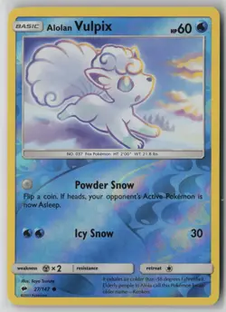 Alolan Vulpix 27/147 Pokemon Burning Shadows Common Reverse Holo Light Play 2 - Image 1