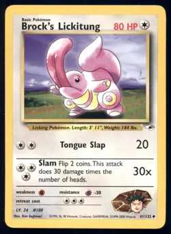 Brock's Lickitung 41/132 Uncommon Gym Heroes Pokemon Unlimited Moderately Played - Image 1