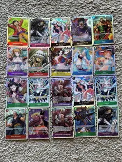 One Piece 20 SR Card Lot: Luffy, Nami, Boa, Carrot - Image 1