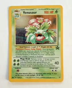 Venusaur Pokemon Card 1995 Holographic Rare Swirl Black Star Promo 13 Ungraded - Image 2