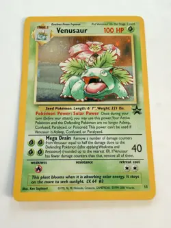 Venusaur Pokemon Card 1995 Holographic Rare Swirl Black Star Promo 13 Ungraded - Image 3