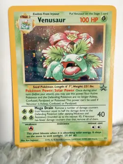 Venusaur Pokemon Card 1995 Holographic Rare Swirl Black Star Promo 13 Ungraded - Image 5