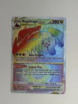 Pokemon TCG Regidrago VSTAR Silver Tempest Rainbow Secret Rare Card 201/195 NM - Image 1