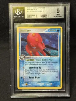 Pokemon EX Unseen Forces 2005 Octillery Reverse Holo Rare Card #10/115 Beckett 9 - Image 1