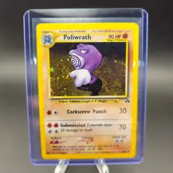 Poliwrath 9/75 Neo Discovery Unlimited Holo Swirl Vintage WOTC Pokemon Card DMG - Image 3