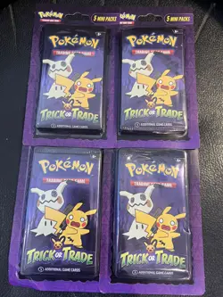 Lot Of 4 2024 Pokemon TCG Trick Or Trade 5 Mini Packs 3 Cards Per Pack. - Image 1
