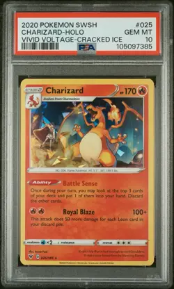 2020 Pokemon Sword & Shield Charizard Cracked Ice #025 PSA 10 💎 - Image 1