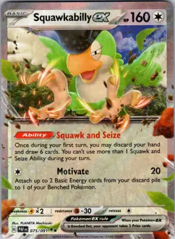 Squawkabilly ex 075/091 SV: Paldean Fates Pokemon TCG NM - Image 1