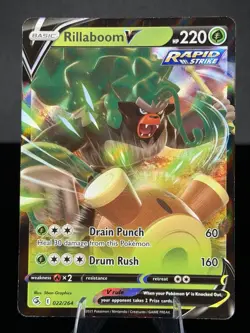 Pokemon TCG Rillaboom V Rapid Strike Swsh08 Fusion Strike 022/264 Holo UR - Image 1