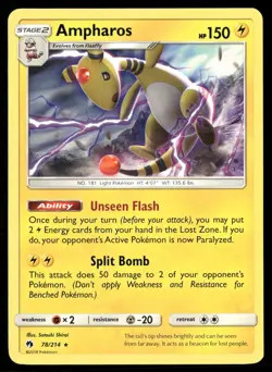 Ampharos 78/214 Holo Rare Lost Thunder Pokemon Near Mint - Image 1