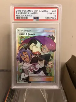 2019 Pokemon PSA 10 Jesse & James Full Art Trainer 68/68 Sun Moon Hidden Fates - Image 1
