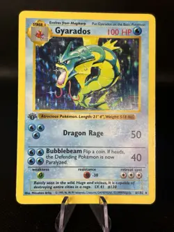 Pokemon Card - Gyarados Base Set 1st Edition Shadowless 6/102 Holo Rare MP - Image 1