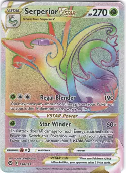 Serperior VSTAR 196/195 Rare Rainbow Silver Tempest Pokemon Holo NM - Image 1
