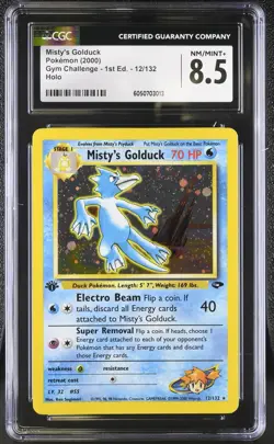 CGC 8.5 Misty's Golduck Gym Challenge 1st Edition Holo Rare 12/132 Pokemon Swirl - Image 1