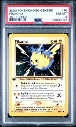 Pokemon TCG: 2000 Neo Genesis Pikachu 1st Edition Psa 8 - Image 1