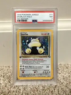 Snorlax 11/64 1st Edition Pokemon TCG Jungle Holo Rare PSA 7 NM - Image 1