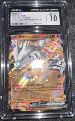 2025 Pokemon Reshiram ex 020/086 White Flare Stamped Holo CGC 10 Gem Mint - Image 1