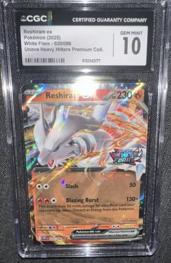 2025 Pokemon Reshiram ex 020/086 White Flare Stamped Holo CGC 10 Gem Mint - Image 2
