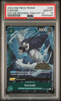 ONE PIECE PROMOS #026 KUROOBI OFFLINE REGIONAL FINALIST V2 - PSA 10 - Image 1