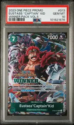 ONE PIECE PROMOS #013 EUSTASS "CAPTAIN" KID WINNER PACK VOL.5 - PSA 10 - Image 1