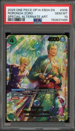 One Piece CCG Roronoa Zoro Special Alternate Art PRB02-006 PSA 10 Gem Mint - Image 1