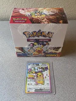 Surging Sparks Booster Box Sealed 36 Packs With Protector + Pikachu Card - Image 1