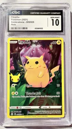 Pokemon 2021 Pikachu 005/025 Holo Celebrations GEM MINT CGC 10 - Image 1
