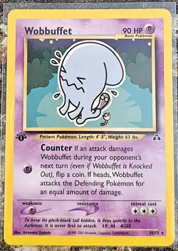 Pokemon 2001 Neo Discovery Wobbuffet 1st Edition 35 NM or better - Image 1