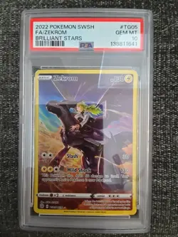 2022 POKEMON SWORD & SHIELD BRILLIANT STARS #TG05 FULL ART/ZEKROM PSA 10 - Image 1