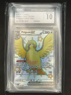 Pidgeot EX PAF 221/091 Shiny Ultra Rare Paldean Fates 2024 Pokemon ENG CGC 10 - Image 1