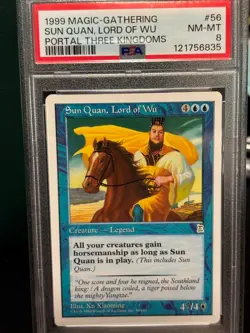 Sun Quan, Lord of Wu #56, Portal Three Kingdoms 1999 MtG PTK P3K English PSA 8 - Image 1