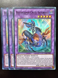 Beetrooper Cruel Saturnas Super Rare CYAC-EN037 1st Edition x3 - Image 1