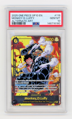 2025 ONE PIECE OP10 - ROYAL BLOOD ALTERNATE ART #118 MONKEY D. LUFFY PSA 10 - Image 1