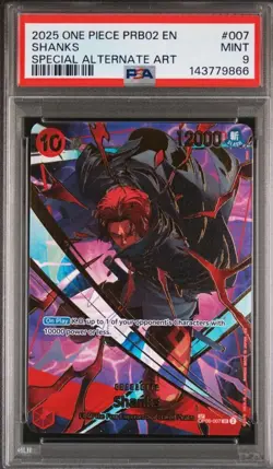 2025 ONE PIECE PRB02-THE BEST VOL.2 SPECIAL ALTERNATE ART #007 SHANKS PSA 9 - Image 1