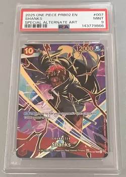 2025 ONE PIECE PRB02-THE BEST VOL.2 SPECIAL ALTERNATE ART #007 SHANKS PSA 9 - Image 2