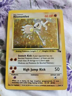 Pokemon TCG Hitmonlee Fossil Holo Rare Card 7/62 WOTC 1999 - Image 1