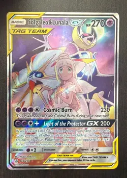 Pokemon Card Solgaleo & Lunala GX Cosmic Eclipse Full Art 216/236 NM ULTRA RARE - Image 1
