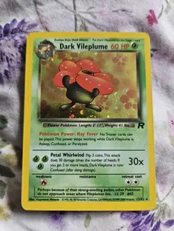 Pokemon Card Dark Vileplume 13/82 Holo Rare Team Rocket LP - Image 1